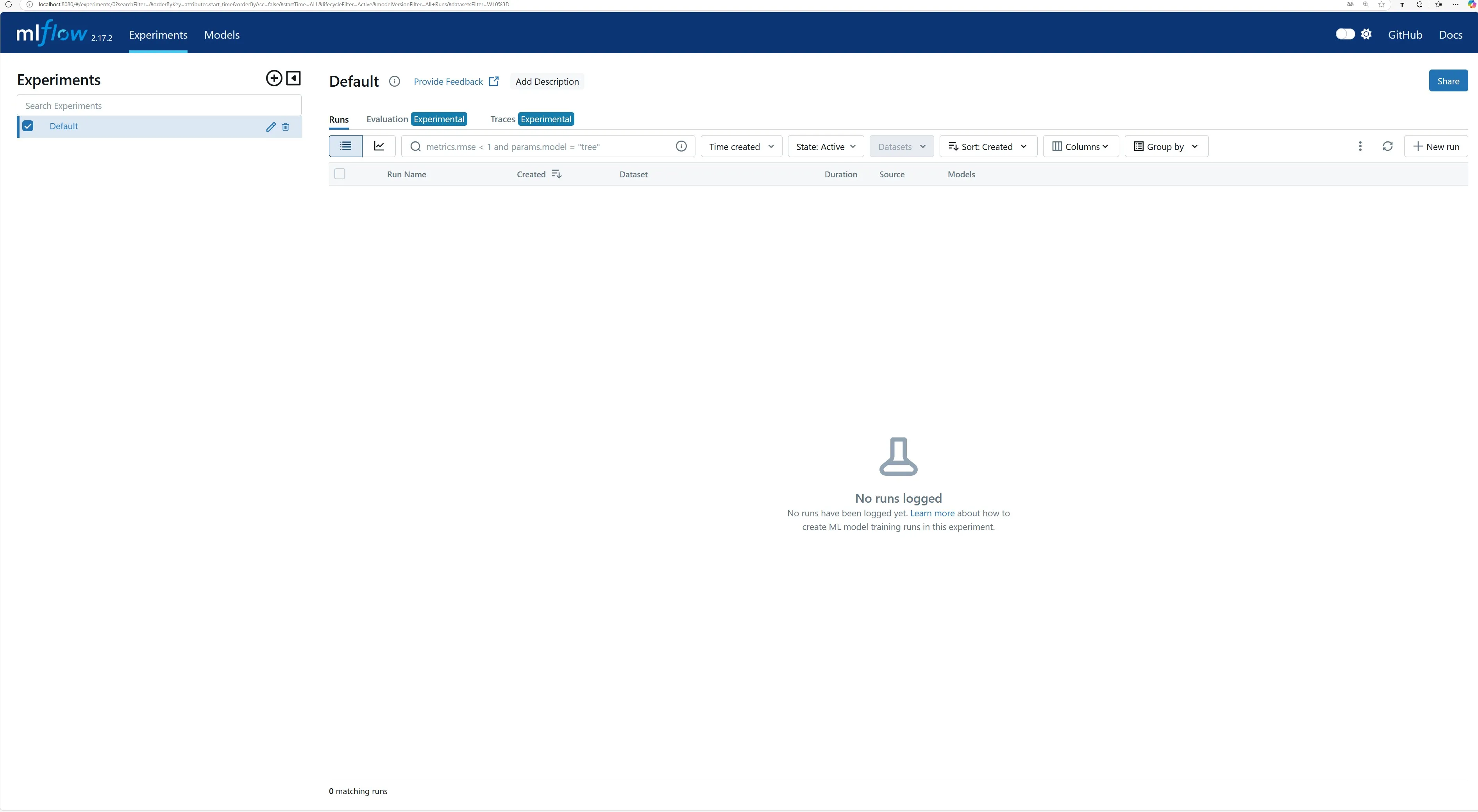 MLflowのGUI