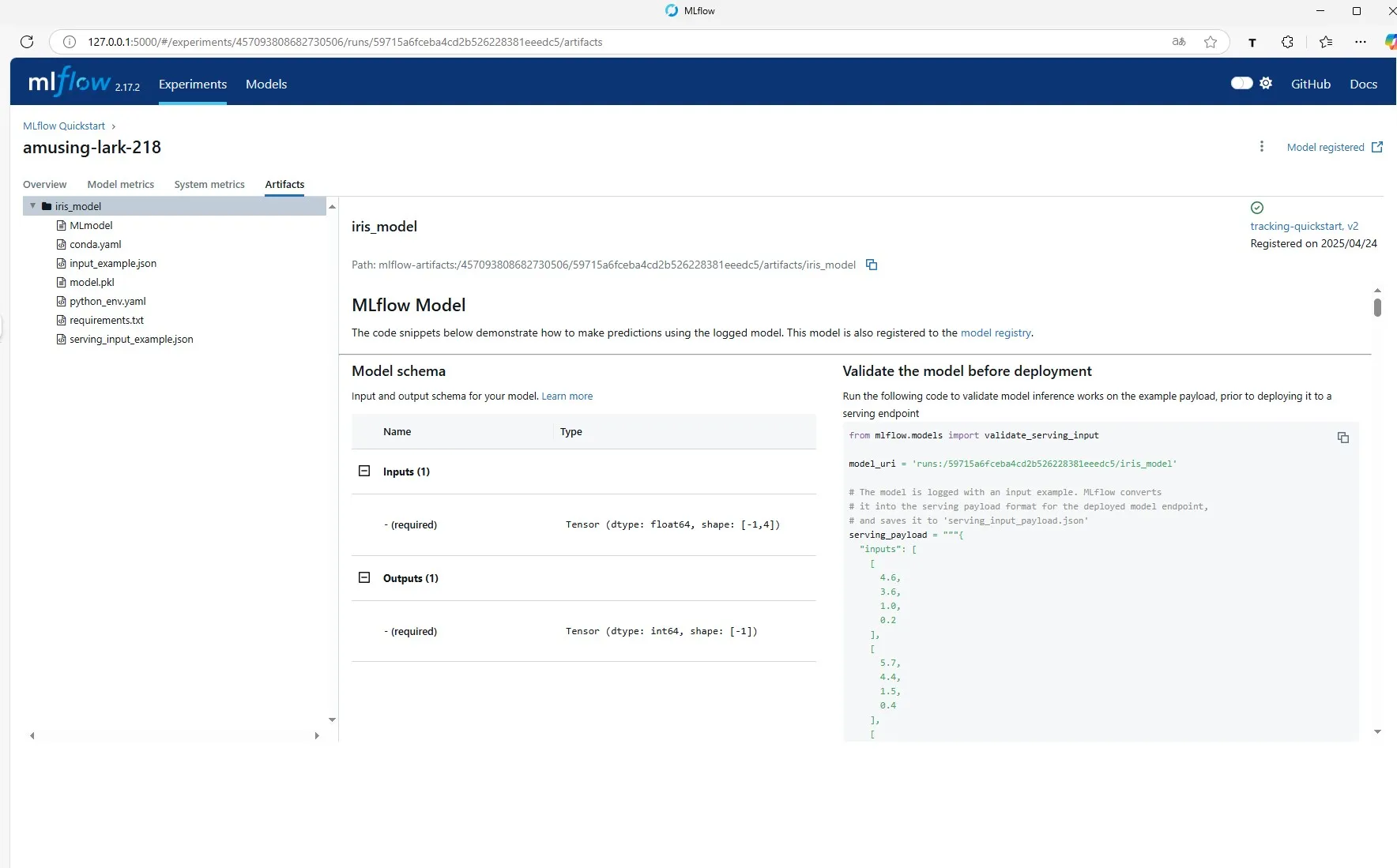MLflowに登録されたモデルの詳細情報